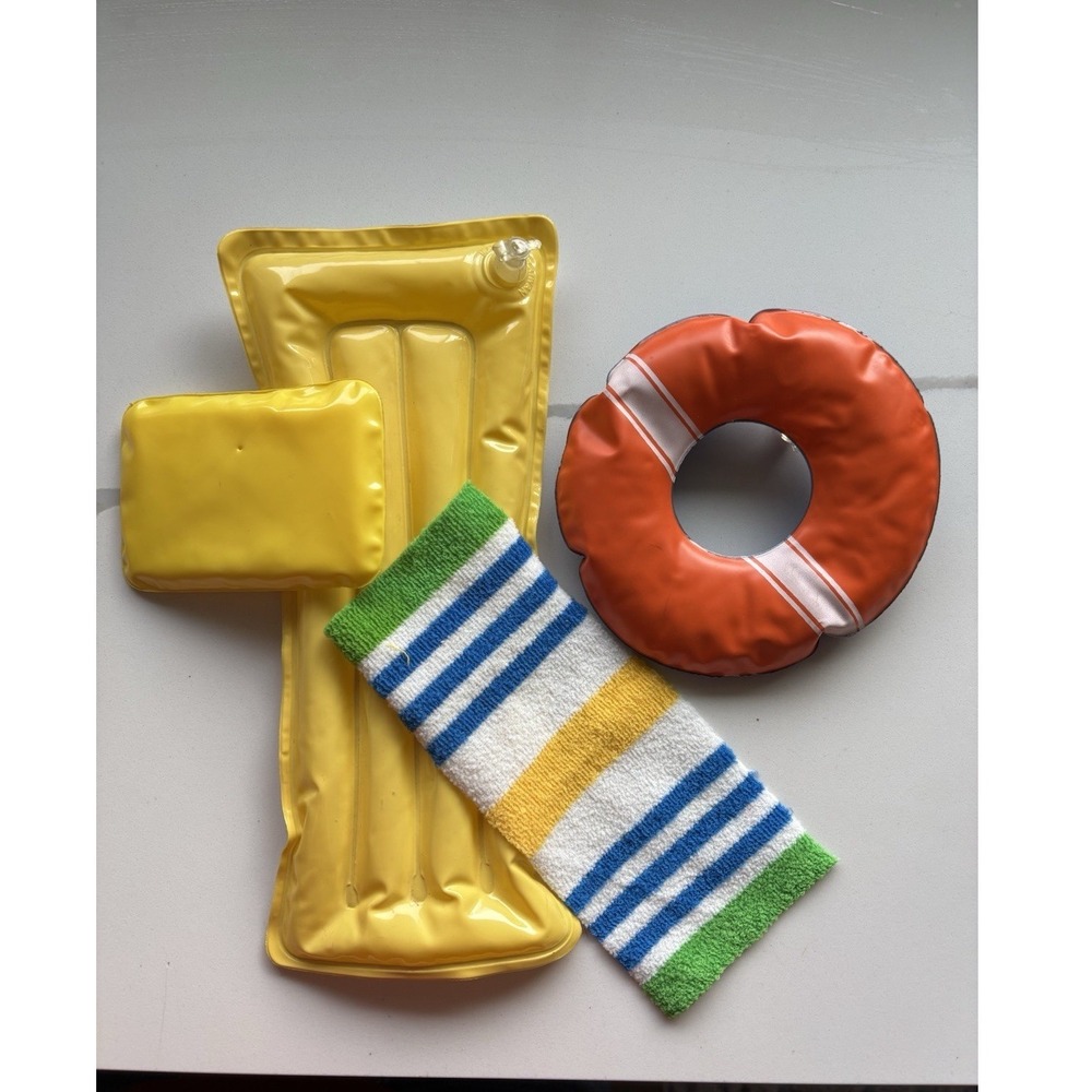 Vintage 1970s Barbie Fashion Clone Inflatable Pool Raft Tube Towel Pillow Taiwan